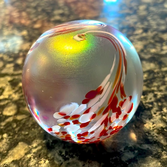 Other - Iridescent swirl‎ frosted glass paperweight